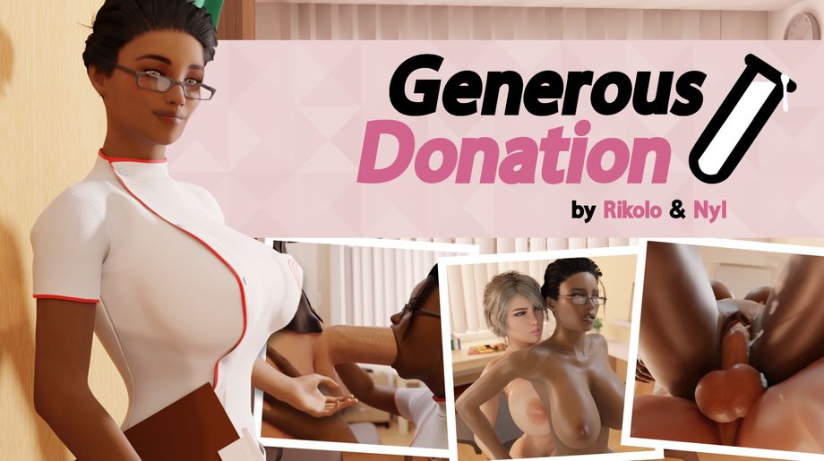 Generous Donation (Rikolo / Nyl) [2019, 3DCG, Animation, Big Ass, Big Breasts, Cosplay/Uniform, Creampie, Futanari, Glasses, Huge Cock, Oral, Paizuri, WEB-DL, 1080p] [eng]