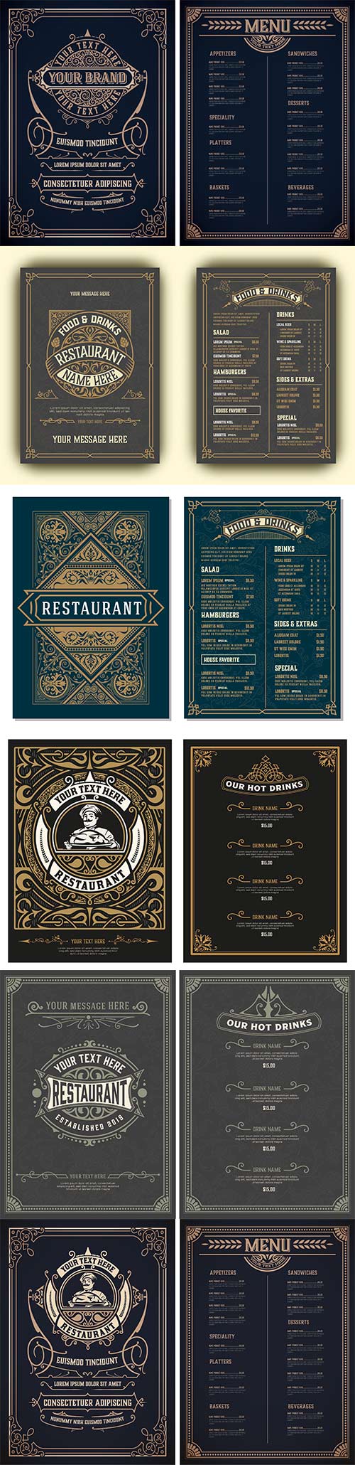 Vintage template for restaurant menu design with Chef